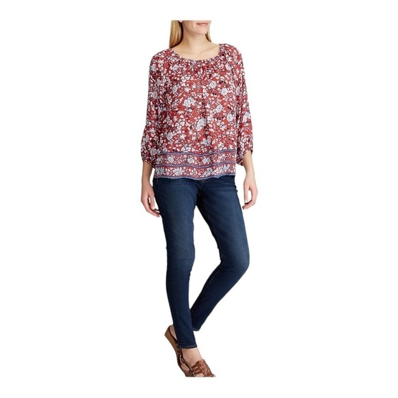 CHAPS RALPH LAUREN
WOMANS TUNIC BLOUSE SIZE P L/G RED MULTICOLOR
3/4 SLEEVE - Picture 2 of 14